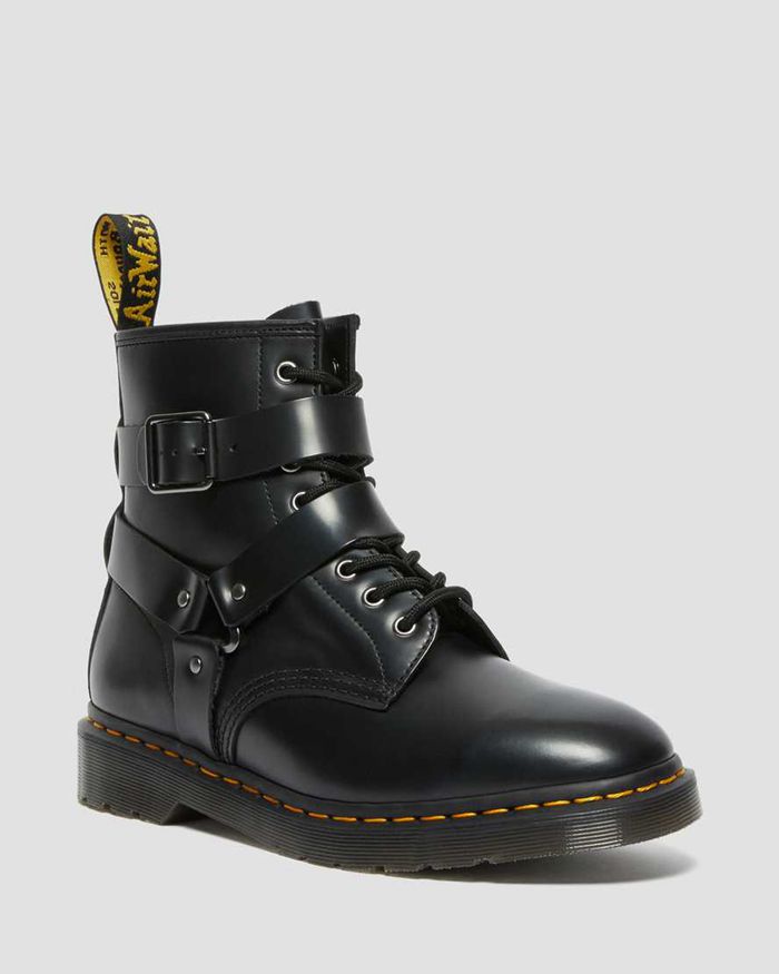 Dr Martens Vintersko Dame Svart Cristofor Læder Harness Lace Up 9465LAPUR